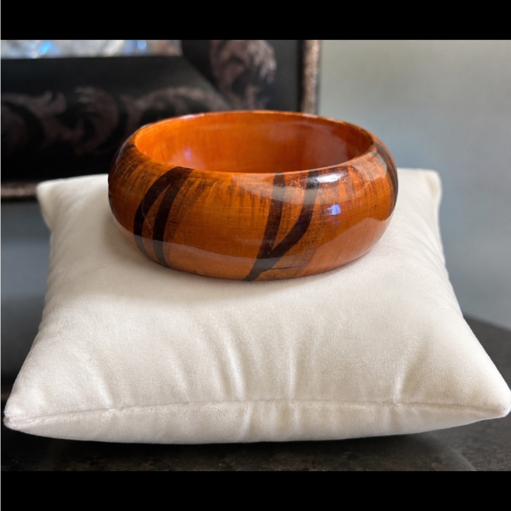 Handcrafted Orange and Brown Bangle Bracelet
